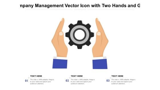 Company Management Vector Icon With Two Hands And Gear Ppt PowerPoint Presentation File Icon PDF