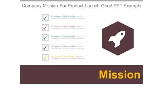 Company Mission For Product Launch Good Ppt Example