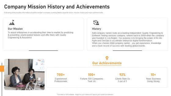 Company Mission History And Achievements Brochure PDF