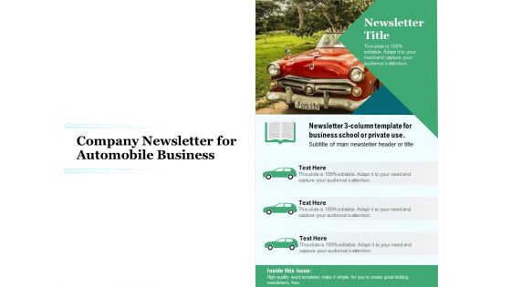 Company Newsletter For Automobile Business Ppt PowerPoint Presentation Gallery Good PDF