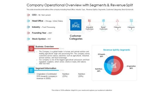 Company Operational Overview With Segments And Revenue Split Themes PDF