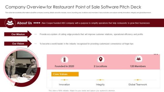 Company Overview For Restaurant Point Of Sale Software Pitch Deck Ppt Infographic Template Smartart PDF