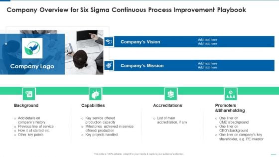 Company Overview For Six Sigma Continuous Process Improvement Playbook Rules PDF