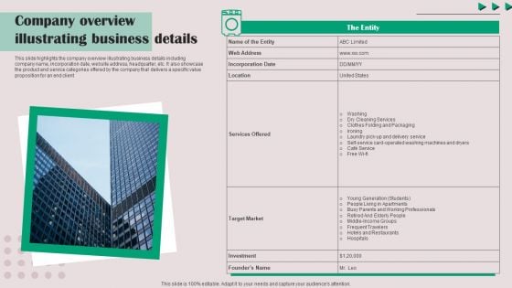 Company Overview Illustrating Business Details Introduction PDF