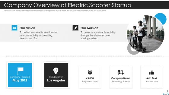 Company Overview Of Electric Scooter Startup Inspiration PDF