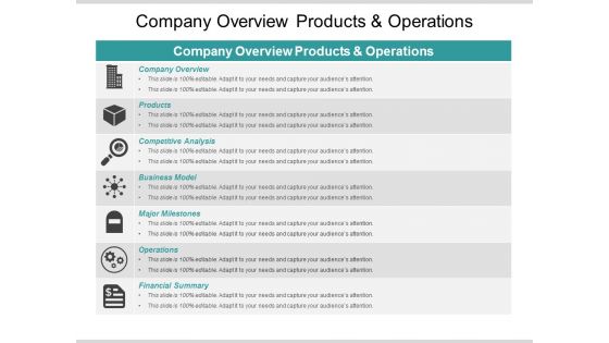 Company Overview Products And Operations Ppt PowerPoint Presentation Infographics Themes