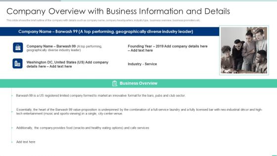 Company Overview With Business Information And Details Ppt Topics PDF