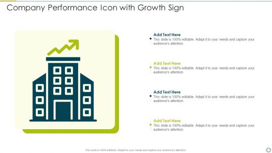 Company Performance Icon With Growth Sign Topics PDF