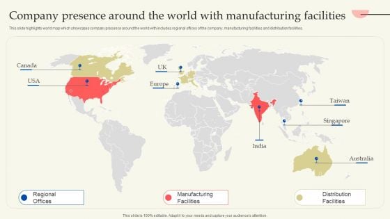 Company Presence Around The World With Manufacturing Facilities Formats PDF
