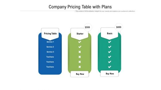 Company Pricing Table With Plans Ppt PowerPoint Presentation Gallery Slide Download PDF