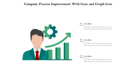 Company Process Improvement With Gear And Graph Icon Ppt PowerPoint Presentation Gallery Templates PDF