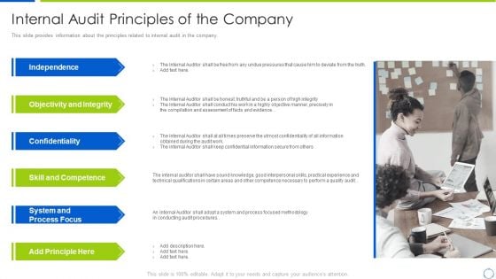 Company Process With Audit Plan Checklist Internal Audit Principles Of The Company Background PDF