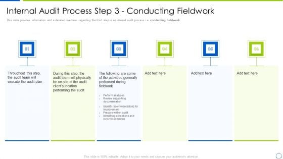 Company Process With Audit Plan Checklist Internal Audit Process Step 3 Conducting Fieldwork Background PDF