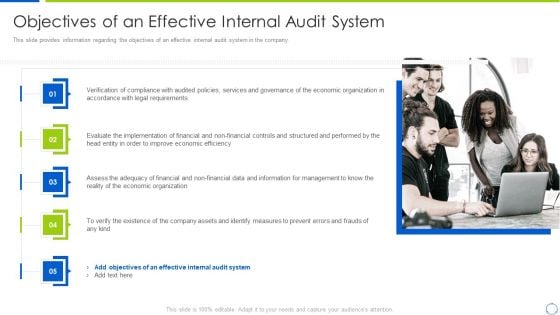 Company Process With Audit Plan Checklist Objectives Of An Effective Internal Audit System Elements PDF