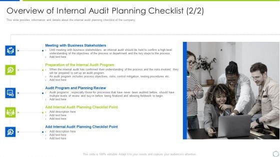 Company Process With Audit Plan Checklist Overview Of Internal Audit Planning Microsoft PDF