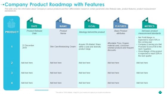 Company Product Roadmap With Features Mockup PDF