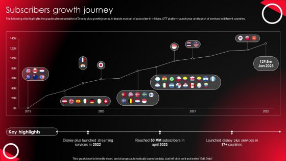 Company Profile For Online Video Service Provider Subscribers Growth Journey Icons PDF