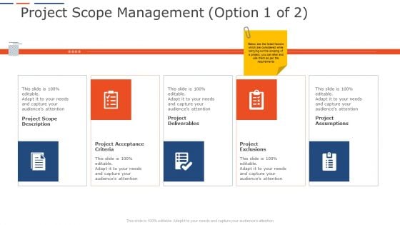 Company Project Planning Project Scope Management Adapt Icons PDF