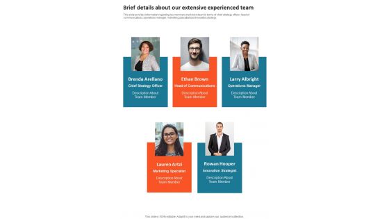 Company Reputation Development And Awareness Creation Brief Details About Our Extensive One Pager Sample Example Document Company Reputation Development And Awareness Creation Brief Details About Our Extensive One Pager Sample Example Document