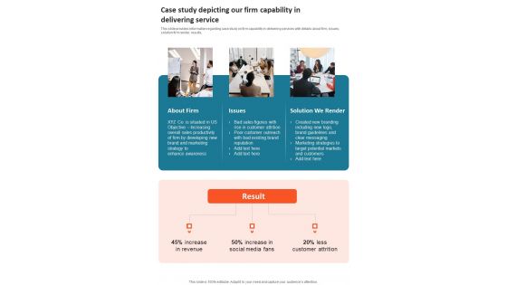 Company Reputation Development And Awareness Creation Case Study Depicting Our Firm One Pager Sample Example Document