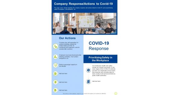 Company Response Actions To Covid 19 One Pager Documents