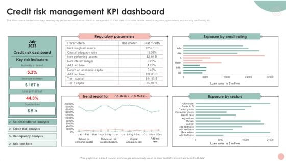 Company Risk Assessment Plan Credit Risk Management KPI Dashboard Rules PDF