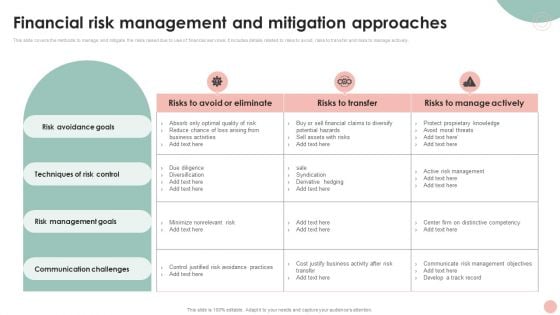Company Risk Assessment Plan Financial Risk Management And Mitigation Approaches Pictures PDF Company Risk Assessment Plan Financial Risk Management And Mitigation Approaches Pictures PDF