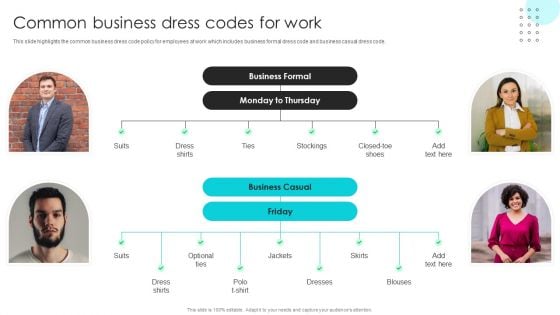 Company Rules And Regulations Manual Common Business Dress Codes For Work Clipart PDF