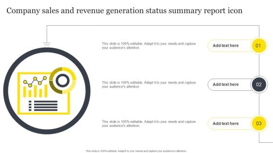 Company Sales And Revenue Generation Status Summary Report Icon Download PDF