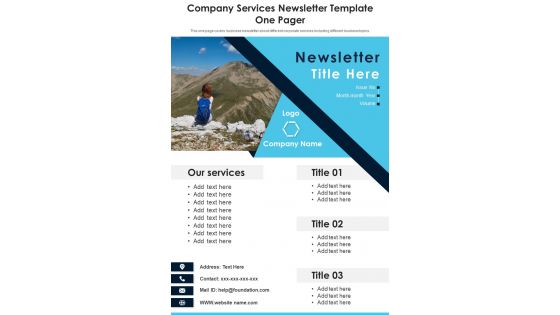 Company Services Newsletter Template One Pager PDF Document PPT Template Company Services Newsletter Template One Pager PDF Document PPT Template