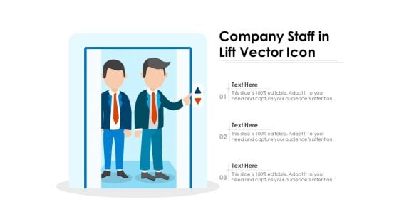 Company Staff In Lift Vector Icon Ppt PowerPoint Presentation File Design Inspiration PDF