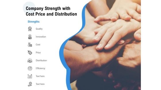 Company Strength With Cost Price And Distribution Ppt PowerPoint Presentation Ideas PDF