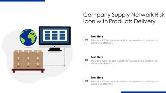 Company Supply Network Risk Icon With Products Delivery Ppt Show Layouts PDF