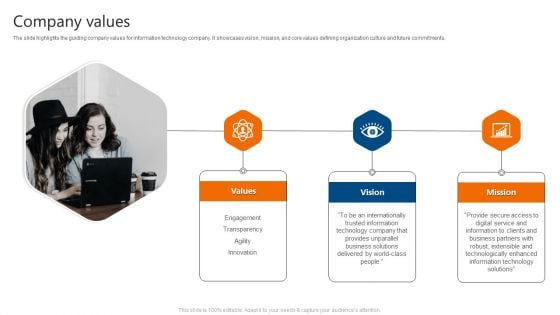 Company Values IT Software Development Company Profile Demonstration PDF Company Values IT Software Development Company Profile Demonstration PDF