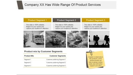 Company Xx Has Wide Range Of Product Services Ppt PowerPoint Presentation Inspiration