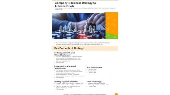 Companys Business Strategy To Achieve Goals Template 103 One Pager Documents Companys Business Strategy To Achieve Goals Template 103 One Pager Documents
