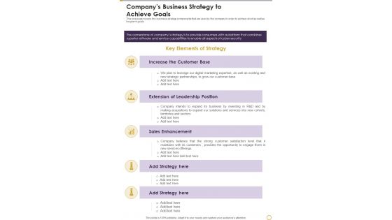 Companys Business Strategy To Achieve Goals Template 250 One Pager Documents Companys Business Strategy To Achieve Goals Template 250 One Pager Documents