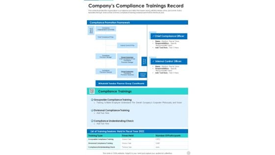 Companys Compliance Trainings Record One Pager Documents Companys Compliance Trainings Record One Pager Documents