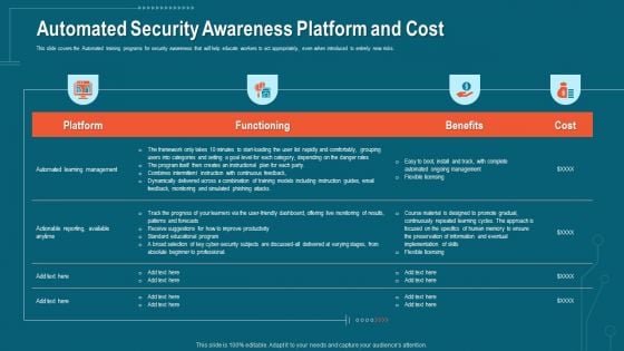 Companys Data Safety Recognition Automated Security Awareness Platform And Cost Demonstration PDF