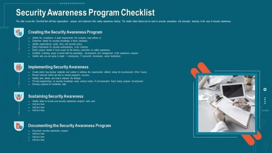 Companys Data Safety Recognition Security Awareness Program Checklist Portrait PDF