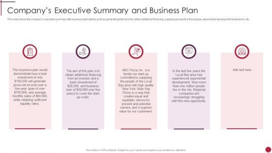 Companys Executive Summary And Business Plan Start Up Master Plan Structure PDF