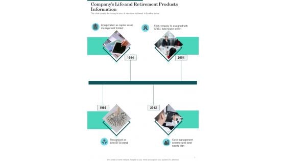 Companys Life And Retirement Products Information One Pager Documents