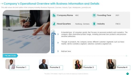 Companys Operational Overview With Business Information And Details Themes PDF