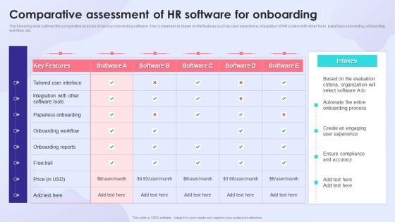 Comparative Assessment Of HR Software For Onboarding Structure PDF
