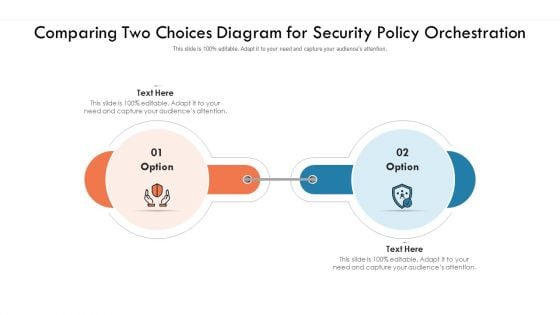 Comparing Two Choices Diagram For Security Policy Orchestration Ppt PowerPoint Presentation Gallery Design Templates PDF