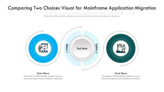 Comparing Two Choices Visual For Mainframe Application Migration Ppt PowerPoint Presentation File Ideas PDF