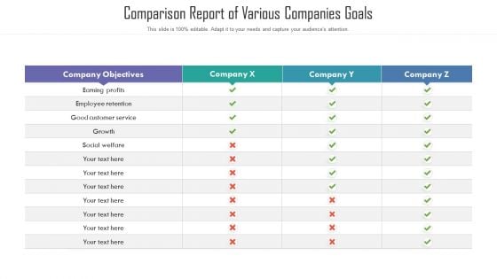 Comparison Report Of Various Companies Goals Ppt Gallery Good PDF