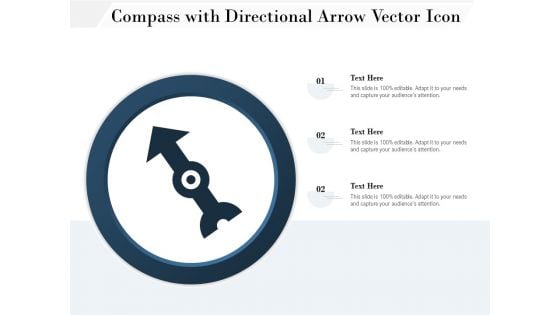 Compass With Directional Arrow Vector Icon Ppt PowerPoint Presentation File Background Designs PDF