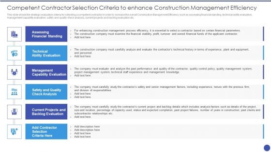 Competent Contractor Selection Criteria To Enhance Construction Management Designs PDF Competent Contractor Selection Criteria To Enhance Construction Management Designs PDF