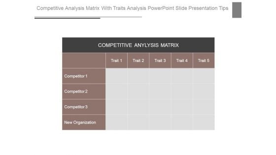 Competitive Analysis Matrix With Traits Analysis Powerpoint Slide Presentation Tips